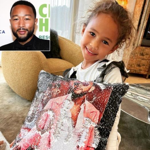 John Legend’s Daughter Luna, 6, Shows Off New Pillow with Her Dad’s Face on It: ‘Art’