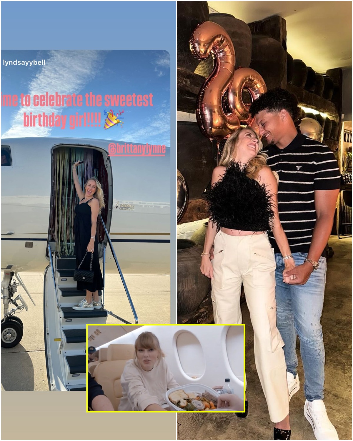 Taylor Swift as been SPOTTED in attendance as Brittany Mahomes celebrates 29th birthday with lavish party on private jet… but the Popstar was looking odd and it is because of…